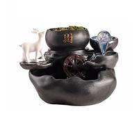 Gisruao Fontaine de Table d’intérieur, Fontaine Cascade décorative, en céramique, avec Effet Brume, avec Pompe à Eau, pour Salon, Bureau, Coin Lecture, entrée, Noir