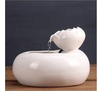 Gisruao Fontaine de Table d’intérieur, Fontaine Cascade décorative, en céramique, avec Pompe à Eau, Style Zen, pour Salon, Bureau, Chambre, Coin Lecture, Blanc