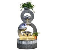 Gisruao Fontaine de Table d’intérieur, Fontaine Cascade décorative, en céramique, Motif Bouddha, avec Pompe à Eau, Style Feng Shui Zen, pour Salon, Bureau, Coin Lecture, Espace Yoga