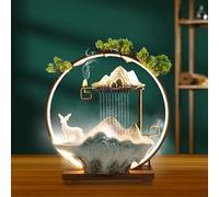Gisruao Fontaine de Table d’intérieur, Fontaine Cascade décorative, en céramique, Motif Bouddha, Poisson, cerf, avec éclairage LED, Effet Brume, encens à Reflux, avec Pompe à Eau, pour Bureau, Espace