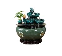 Gisruao Fontaine de Table d’intérieur, Fontaine Cascade décorative, en céramique, Motif Poisson, avec Aquarium décoratif, avec Pompe à Eau, pour Bureau, Espace Yoga, Espace méditation