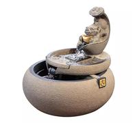 Gisruao Fontaine de Table d’intérieur, Fontaine Cascade décorative, en Pierre, avec Boule rotative, avec Pompe à Eau, pour Salon, Bureau, Coin Lecture, entrée