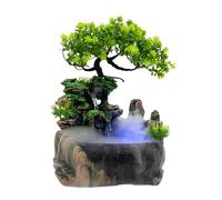 Gisruao Fontaine de Table d’intérieur, Fontaine Cascade décorative, en Pierre, Motif Poisson, avec Boule de Cristal, Effet Brume, Aquarium décoratif, avec Pompe à Eau, pour Espace Yoga
