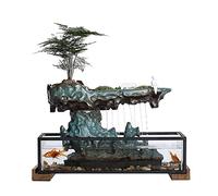 Gisruao Fontaine de Table d’intérieur, Fontaine Cascade décorative, en Pierre, Motif Poisson, Jardin de Pierres, avec Aquarium décoratif, avec Pompe à Eau, pour Salon, Bureau, Chambre, entrée