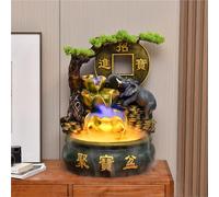 Gisruao Fontaine de Table d’intérieur, Fontaine Cascade décorative, en résine, avec éclairage LED, avec Pompe à Eau, Style Zen, pour Bureau, Chambre, Espace Yoga, Espace méditation