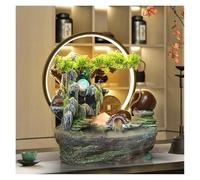 Gisruao Fontaine de Table d’intérieur, Fontaine Cascade décorative, en résine, avec éclairage LED, Effet Brume, avec Pompe à Eau, Style Zen, pour Bureau, Chambre, Espace Yoga, Espace méditation