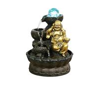 Gisruao Fontaine de Table d’intérieur, Fontaine Cascade décorative, en résine, Motif Bouddha, avec Pompe à Eau, Style Zen, pour Salon