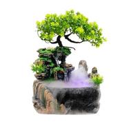 Gisruao Fontaine de Table d’intérieur, Fontaine Cascade décorative, en résine, Motif Poisson, avec éclairage LED, Effet Brume, avec Pompe à Eau, pour Bureau