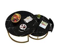 Gisruao Table Basse d'appoint en marbre Noir Brillant, Grande Table contemporaine avec tiroirs de Rangement, idéale pour Un Coin d'attente ou Un Bureau à Domicile.