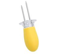 Gissroys Fourchettes à maïs en acier inoxydable avec poignée ergonomique en caoutchouc pour barbecue et feu de camp, outil de barbecue d'extérieur facile à nettoyer