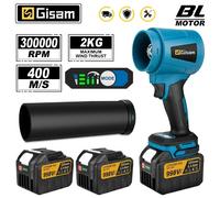 Gisuis 300000 Souffleur Turbo électrique sans balais à Jet, 400 M/S, souffleur de feuilles portatif, soufflage de poussière pour broches de batterie Makita 18V 1 Battery Set