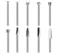 Giswell Lot de 10 fraises Dremel pour la gravure et le travail du bois, accessoires de fraisage pour loisirs créatifs, acier blanc robuste, finition argentée