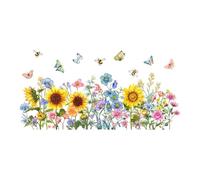 Gitohoni Décoration Fenêtre Fleur Autocollants Fenêtres Fleurs Stickers Muraux Motifs Papillons PVC Imperméable Artisanal Adapté à Salon Chambre Bureau