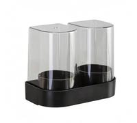 Gitohoni Distributeur de Gobelets Murale avec Deux Tubes Support Stockage en Colonne Rangement Sécurisé Matériau Transparent, Noir Obsidienne, Double Tasse - Montage Mural