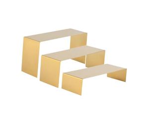 Gitohoni Présentoir surélevé 3 Pièces, Présentoir à Parfums, Organisateur, étagère de Présentation En Acier Inoxydable, Présentoir à Cupcakes pour Desserts et, Or brossé