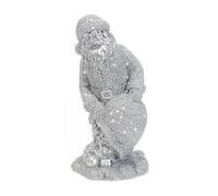 Gitohoni Statute Père Noël | Surface Perlée Texturée, Père Noël Hotte, en Résine, Décoration, pr Cheminée, Table, Argent