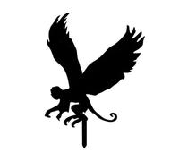 Giuneuow Vol Singe Pieu de Jardin en Métal Mouche Singe Silhouette Noire Pieu de Jardin Signe Décor pour Cour Pelouse Patio