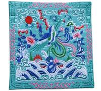 GIUPLOKID Sets de Table brodés, Lot de 2 Dessous Verre brodés Chinois Phoenix, Set Table Multicolore 26x26cm(Light Blue)