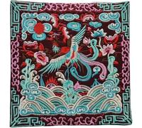 GIUPLOKID Sets de Table brodés, Lot de 2 Dessous Verre brodés Chinois Phoenix, Set Table Multicolore 26x26cm(02 Jujube Red)
