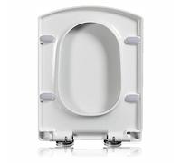 Giural 37 * 48cm,Lunette WC Carré, Cuvette Toilette Fermeture en Douceur, Fixation Rapide, in PP Antibactérien avec Frein De Chute, Blanc, Abattant WC avec Frein De Chute