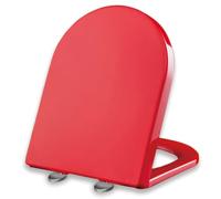 Giural Rouge,Lunette WC en Forme de D, Abattant WC avec Frein de Chute, Siège de Toilette avec Dégagement Rapide, Charnière Réglable 360°, Facile à Nettoyer, Installation Supérieure, PP, 36x46cm