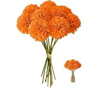 GIUSOBG 12PCS Hortensia Artificielle Fleurs Boule Soie Orange Artificielles | Hortensia Maison Déco Fausse Fleur Decoration Plantes Faux Soie Bouquet de Simulation pour Mariage Maison Hôtel Fête (Orange)