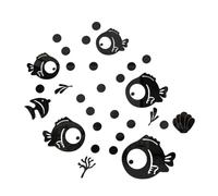 GIUSOBG 30 Pièces Stickers Muraux,Poissons et Bulles Autocollant Mural Acrylique Imperméable Autocollants Décoratifs 3D Miroir Decoration Murale,pour Salles de Bains Chambres à Coucher (Noir)