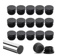 GIUSOBG 40 Pièces Inserts de Tubes Ronds de 16 mm, Bouchons de Poteau de clôture en Plastique Noir, Bouchons de Tuyau, Noir RAL 9005, Les Tubes en Acier