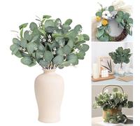 GIUSOBG Plantes Artificielles Eucalyptus 30 Pcs Olivier Artificiel 36CM Fleurs Sechees Naturelles, Tige Eucalyp Séchées Naturel pour Maison et Table Noël Décoration (Fleurs et Fruits)