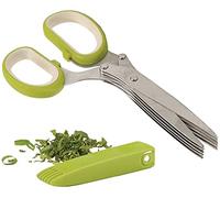 GIVBRO Couteaux de cuisine en acier inoxydable - 5 couches - Ciseaux à sushi déchiquetés - Pour couper des herbes et des épices