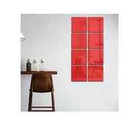 GIVBRO Miroir Carré Stickers Muraux 3D Acrylique Sticker Mural pour Chambres Salle De Bains Pépinière Salon Rouge, 8pcs (5cm * 5cm)
