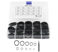 GIVIHGETI Lot de 400 anneaux de retenue - 15 tailles - Clip E - Anneau de support externe - Clips en C externes - Boucles divisées - Rondelles M4-M28 avec boîte en plastique