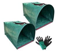 Giwnuq Leaf Bags - Lot de 2 pelles à poussière robustes avec gants - Sacs réutilisables pour déchets de jardin - pour l'aménagement paysager, la construction, le compost, le jardinage, le camping, les