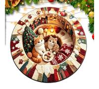 Giwnuq Tapis de Noël rond 3,28 m Illusion d'optique Tapis souple | Paillasson pour fête de vacances, entrée, salon, ferme, chambre à coucher, balcon