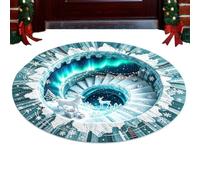 Giwnuq Tapis de Noël rond 3,28 m Illusion d'optique Tapis souple | Paillasson pour fête de vacances, entrée, salon, ferme, chambre à coucher, balcon
