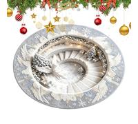 Giwnuq Tapis de Noël rond 3,28 m Illusion d'optique Tapis souple | Paillasson pour fête de vacances, entrée, salon, ferme, chambre à coucher, balcon