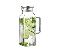 Giwuence Carafe en verre avec couvercle - 2 L Carafe À Boisson Avec Poignée Et Couvercle - Pichet À Jus En Verre,Pour Réfrigérateur, Plan De Travail, Barbecue, Pique-Nique, Camping, Limonade, Café,