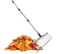 Giwuence Râteaux pour Gazon, Outil de Jardinage à Manche Réglable, Outils de râteau en métal pour Cour, pour arrière-Cour, Plage, Plates-Bandes, désherbage, aménagement paysager, Entretien de