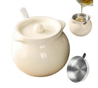 Giwuence Récipient à Graisse de Bacon Pot En Céramique Pour Huile 1500 ml | Pot À Graisse De Bacon Avec Spatule À Tamis Pour la Cuisine la Cuisson la Pâtisserie le Petit-déjeuner et
