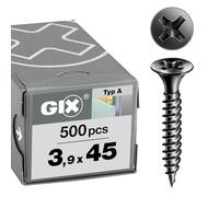 GIX A filetage fin, Tête centrante, Tête trompette, Cruciforme H, Pointe d'aiguille, Phosphaté noir
