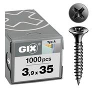 GIX A filetage fin, Tête centrante, Tête trompette, Cruciforme H, Pointe d'aiguille, Phosphaté noir