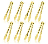 Giyehehi Lot de 8 Mini Pinces de Service dorées - Petites Pinces de 5 Pouces en Acier Inoxydable - Accessoires de Cuisine Pratiques pour entrées, glaçons, Morceaux de Sucre, Salade, Toast et