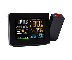GIZMIT Réveil à Projection numérique, Radio-réveil à Projection au Plafond pour Chambres à Coucher avec Affichage de la température intérieure et extérieure, météo (Noir),US