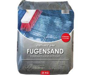 GJ Fugensand anthracite 0-2,0 mm 25KG - 36 sacs de sable concassé noble pour joints de pavés et pierres naturelles, durable, indéformable et résistant aux intempéries