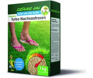GJ Turbo Gazon de sursemis 1 kg - Pour env. 40 m² - Comble les trous dans le gazon rapidement et de manière fiable - Pour un gazon dense et vert - Carton de 24x
