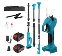 GJCrafts Élagueuse sur perche sans fil 2-en-1 | Perche télescopique de 2,3 m | Écran LCD | 2 batteries 21 V 3,0 Ah | Diamètre de coupe de 40 mm | Compatible Makita | Élagueuse sans fil (2 IN 1)
