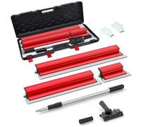 GJCrafts Set de spatules de jointoiement professionnel dans un étui - 3x spatules de jointoiement (250mm, 600mm, 800mm) - Tige télescopique en aluminium - Embouts (3 pièces rouges)