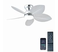 GJeg Ventilateurs de plafond tropicaux avec lumière, 96,5 cm, ventilateurs de plafond en feuille de palmier encastré pour chambre à coucher, intérieur et extérieur, télécommande/contrôle par