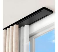 GJMSSMY Système de Fixation au Plafond pour Double Tringle à Rideaux, séparateur de pièce à 2 Couches pour Baie vitrée/Chambre/Porte, Silencieux et Droit avec Bandes insonorisantes, 100-420 cm (Noir