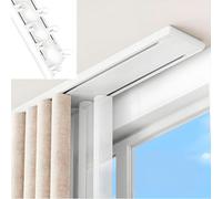 GJMSSMY Système de Fixation au Plafond pour Rideaux Doubles, séparateur de pièce à 2 Voies pour Baie vitrée/Chambre/Porte, Silencieux et Droit avec Bandes insonorisantes, 100-420 cm (Blanc 150 cm/4,